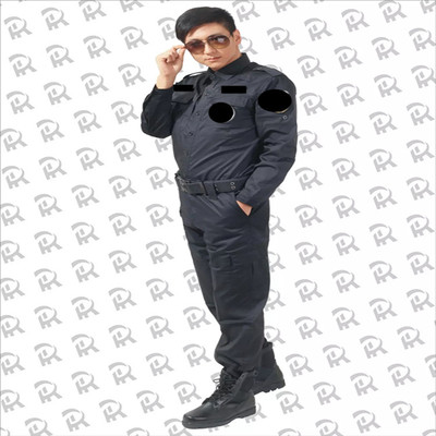 批发黑色保安作训服长袖套装，夏季特勤服，物业防静电工作服
