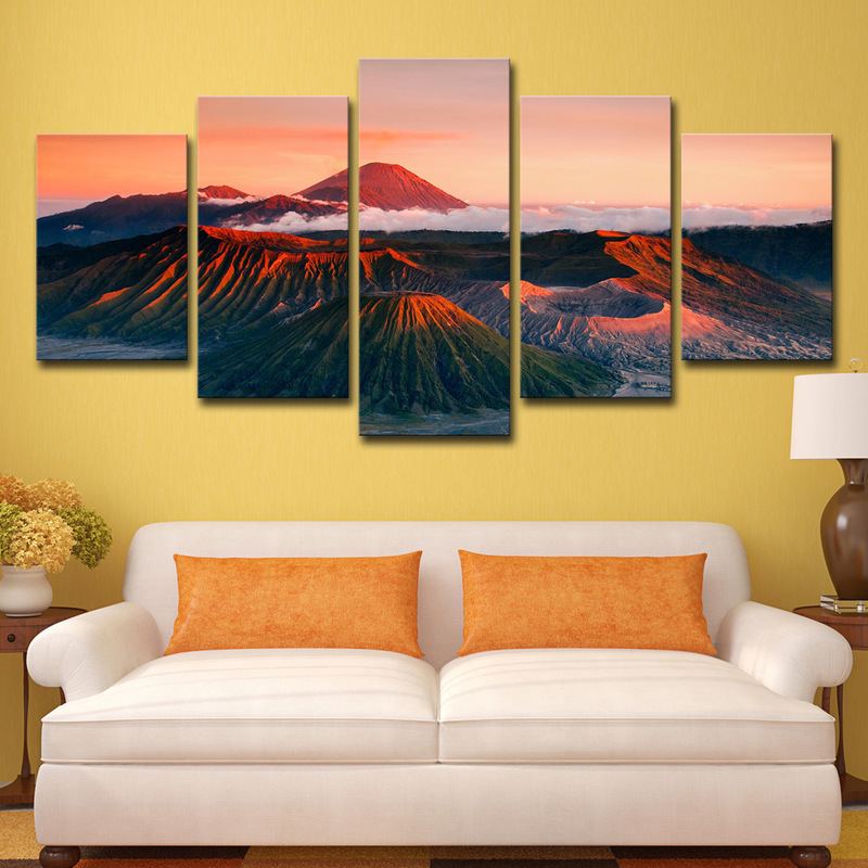 wish AliExpress bedroom living room background wall decorative painting 5 sunset volcano mountain scenery photo