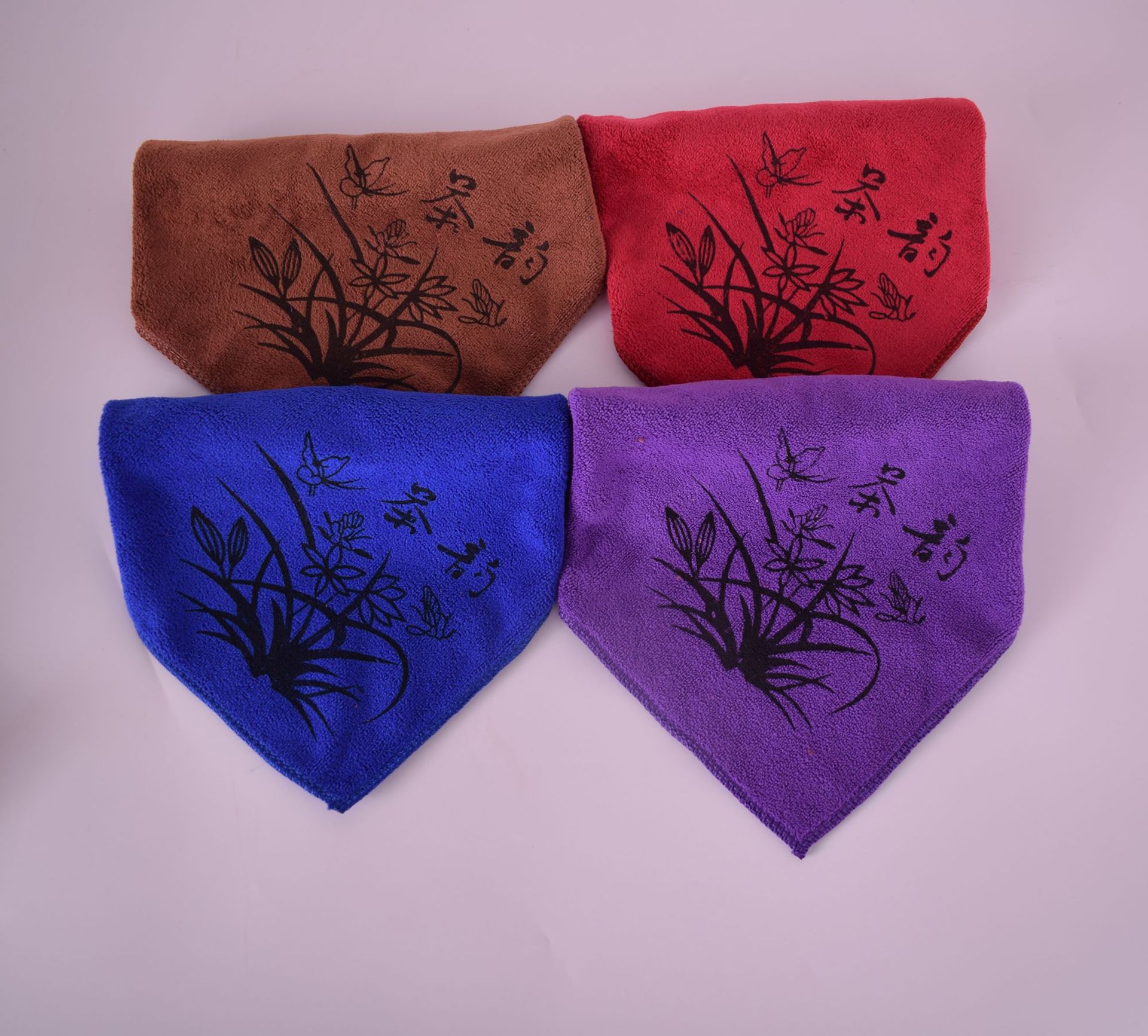 茶巾加厚400克30*30超细纤维印花强力吸水素色logo定制简约大茶布