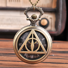 Manufacturer wholesale watch quartz pocket watch retro hollow cross border triangle cross border animation quartz pocket watch 1002