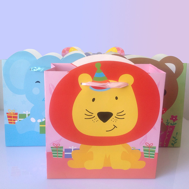 韩版卡通动物纸袋 幼儿园春游袋 儿童节卡通纸袋儿童礼物袋