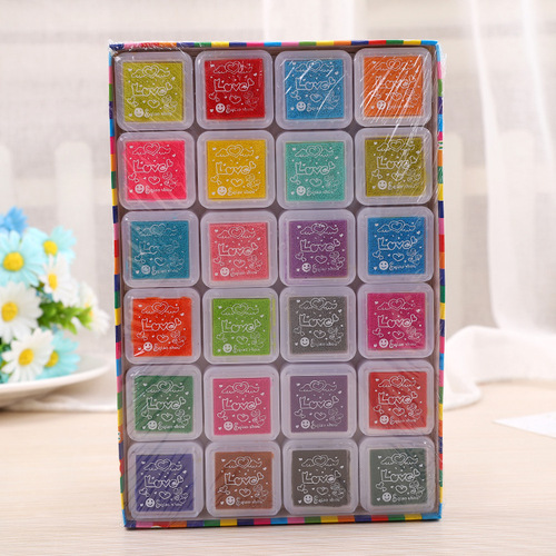 3x3cm children's finger painting color ink pad set 24-color DIY finger painting pigment ink pad ink pad