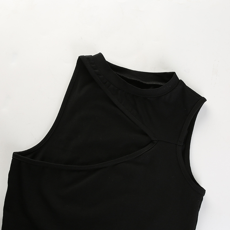 Round Neck Hollow Sleeveless Slim Solid Color Vest NSSSN116131