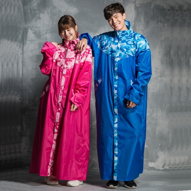 Men's and Women's Single Front-Opening Raincoat, Long One-Piece Camouflage Raincoat, Front-Opening Electric Vehicle-Specific Raincoat Poncho