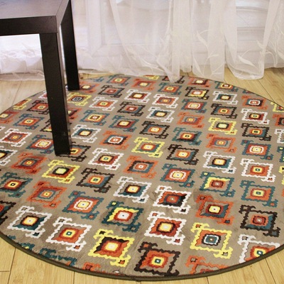 地中海客厅茶几毯北欧家用卧室床边地垫儿童吊篮转椅美式圆形地毯|ms