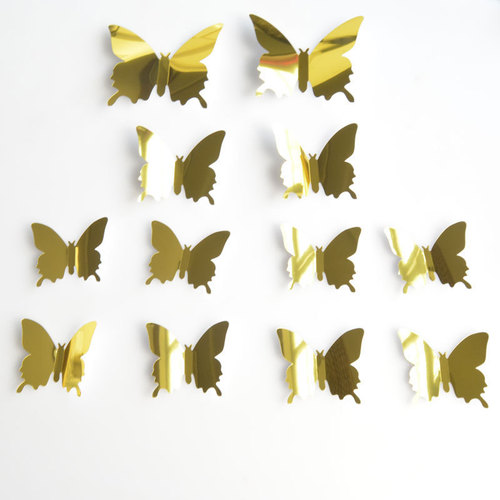 Fanxi 12 three-dimensional mirror butterflies, fashionable and creative mirror butterflies, wall stickers, bedroom and living room decoration stickers