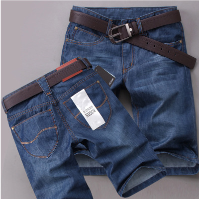 Summer ultra-thin Denim shorts men's middle-aged cropped loose cropped pants dad wear plus size men's cropped pants