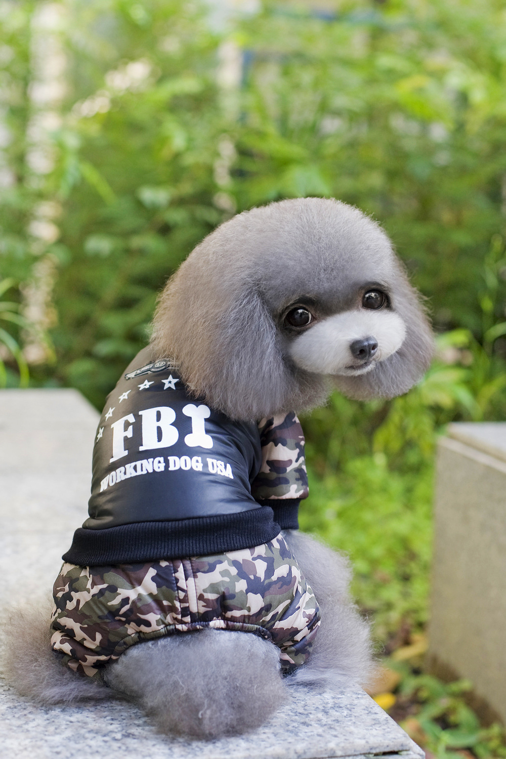 厂家直销宠物狗衣服宠物冬装泰迪FBI迷彩四腿衣加厚加绒棉衣批发
