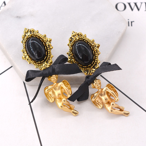Cupid's Arrow Baroque Three-dimensional Little Angel Earrings Handmade Jewelry Accessories Earrings Retro