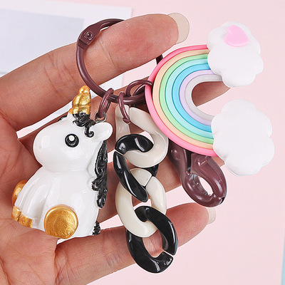 new pattern Key buckle Cartoon angel Rainbow Key chain student lovers gift Key ring originality Bag Pendant