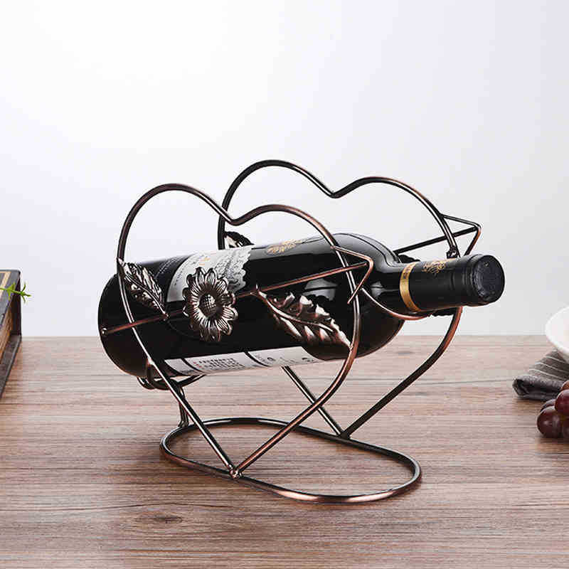 欧式红酒架创意葡萄酒架子复古铁艺摆件时尚简约红酒瓶架
