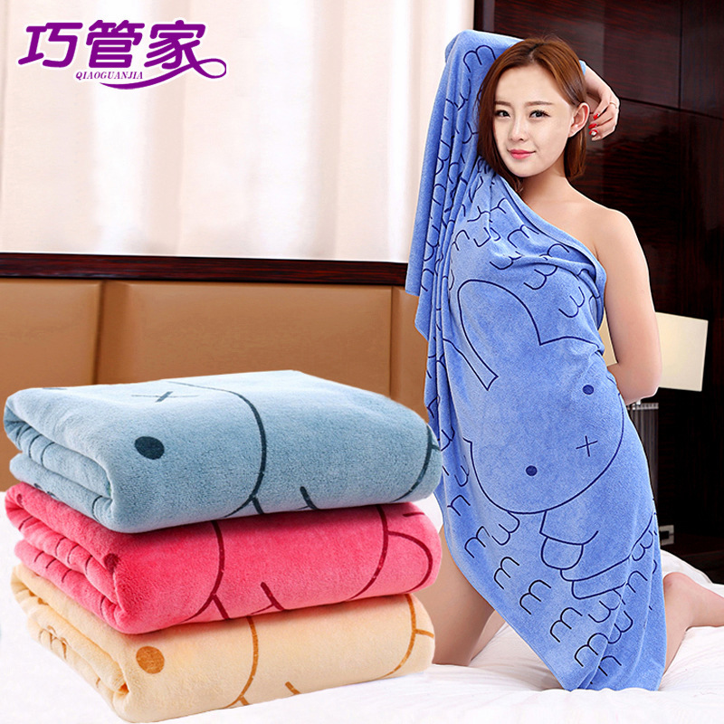 Cartoon men's and women's bath microfiber printed large bath towel Home Children's chest absorbent 400g 70*140