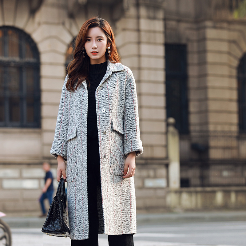 秋冬新款女装双面呢圈圈绒大衣时尚英伦风韩版双面羊绒大衣女2018
