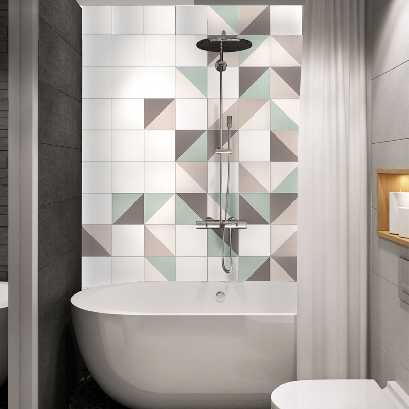 北欧绿色几何花砖防滑卫生间地砖背景厨房墙砖花片砖200厂家直销