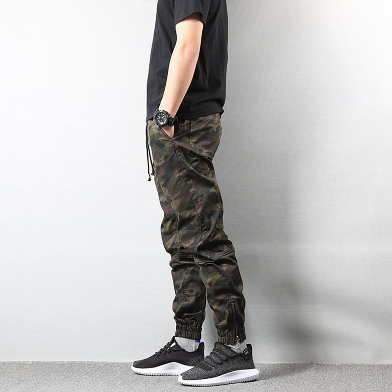 INF潮牌小脚裤迷彩束脚裤 松紧腰港风余文乐长裤男 迷彩裤男1007