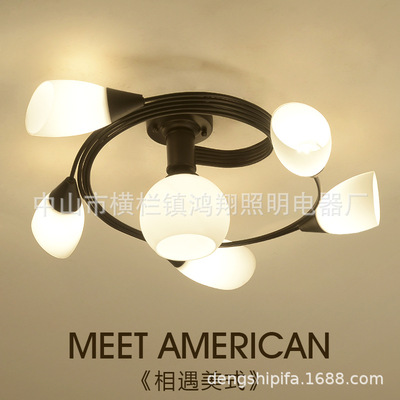 美式吸顶灯客厅卧室灯餐厅复古创意铁艺儿童灯具灯饰厂家批发|ru