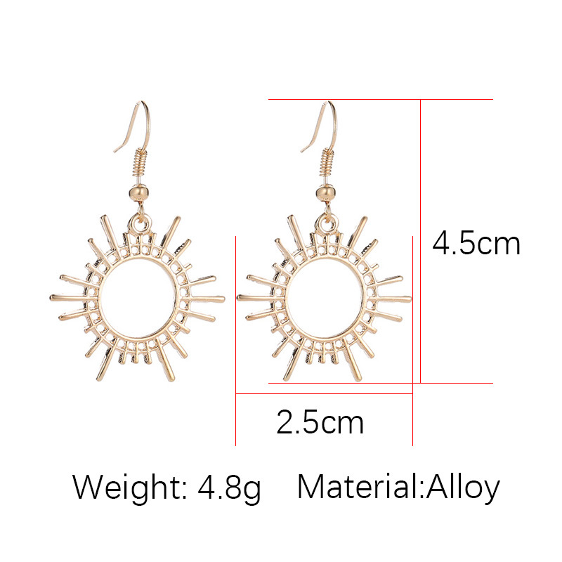 New Style Hot Sale Europäische Und Amerikanische Trend Zahnrad Ohrringe Kreative Geometrische Legierung Schmuck Weibliche Sonne Ohrringe Großhandel display picture 2