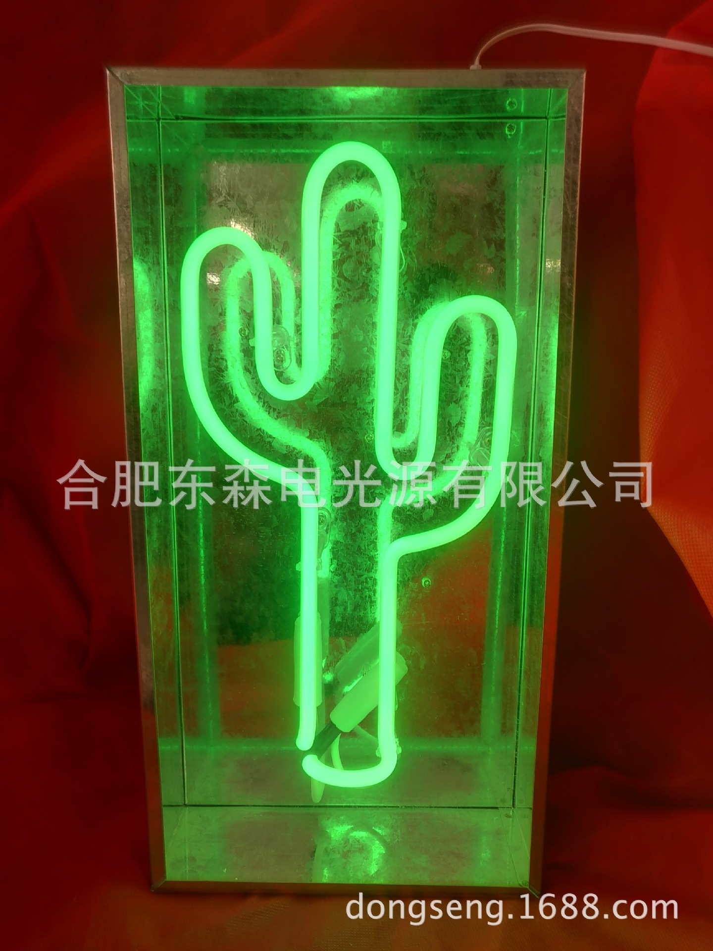 선인장 네온, 네온 선인장, 철 상자 네온, 빈티지 철 상자 네온
