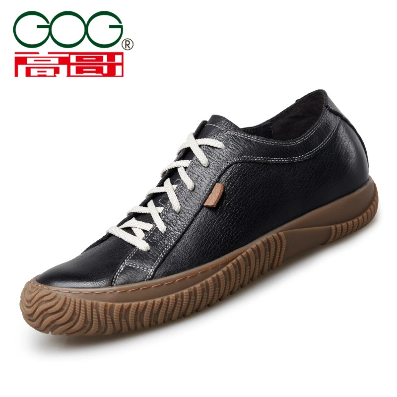 Gao Ge обувь с высокой посадкой 6,5 см осень 68663 повседневная кожаная обувь Мужская Натуральная кожа мягкая кожа лица с круглым носком Ретро ГОВЯЖЬЯ низ осень
