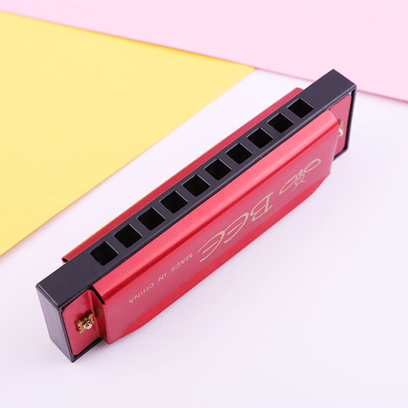 Bee10 agujero doble tono C tono de la educación temprana los niños bolsillo instrumento musical color Blues armónica (cartón