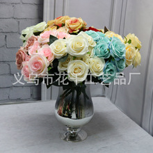 一件代发10头荷兰玫瑰花高档仿真花假花绢花婚礼家居装饰工程绿植