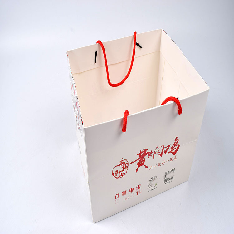 批发一次性外卖纸袋 黄焖鸡正方形餐饮打包牛皮手提纸袋定制logo