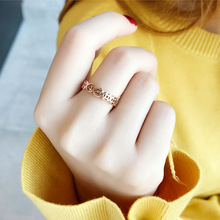 韓版時尚鈴鐺銅錢鈦鋼戒指女日韓潮人玫瑰金個性復古食指戒指環