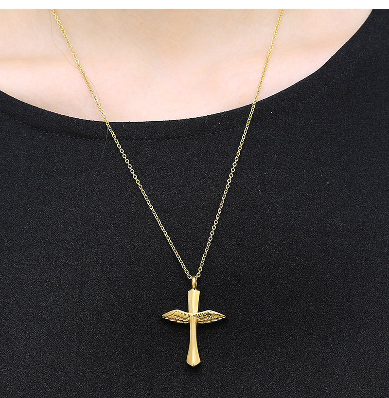 304 Stainless Steel 18K Gold Plated Simple Style Plating Cross Wings display picture 5