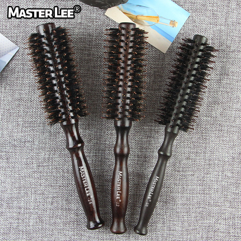Masteri 크로스 보더 롤 빗 고온 헤어 스타일링 컬링 헤어 빗 헤어 살롱 갈기 머리 나무 빗 도매
