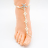 Accessory, beach ankle bracelet, elastic ball from pearl, European style, diamond encrusted, starfish