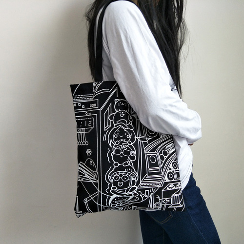  New Canvas Bag for Women Japanese and Korean Simple Japanese and Korean Comic Shopping Bag College Student Small Fresh Shoulder Bag