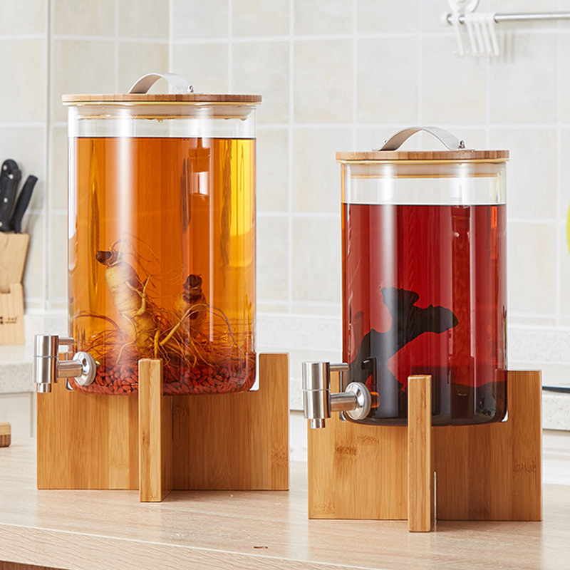 无铅玻璃泡酒罐带龙头人参泡酒瓶泡酒坛密封果汁罐酵素桶定制批发|ms