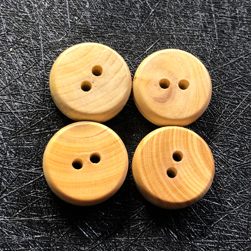 Natural Boxwood Chess-Shaped Double Flat Two-Eye Wood Buttons Men's Shirt Buttons Sweater Cardigan Buttons