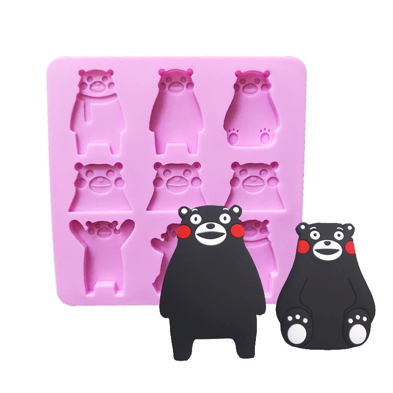 DIY silicone 9 consecutive bears different action handmade biscuits chocolate model silicone gel cake baking mold