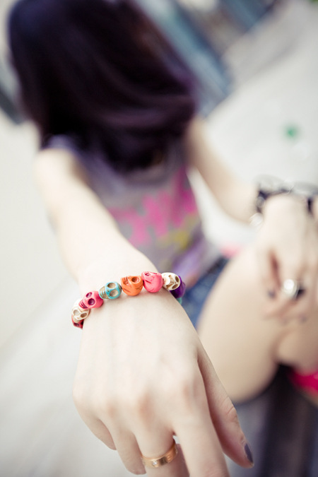 1 Piece Retro Skull Stone Unisex Bracelets