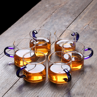 玻璃茶杯帶把透明 高硼矽玻璃品茗杯泡茶杯子功夫茶具廠家批發