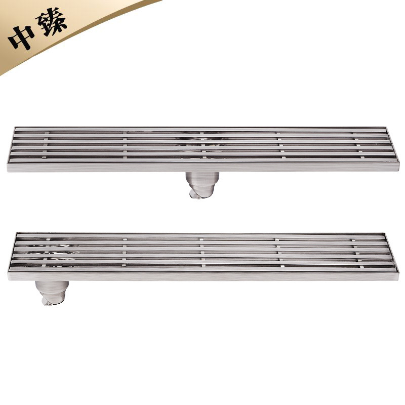 SUS304不锈钢大排量格栅式长地漏加大浴室防臭自封加厚长方形地漏