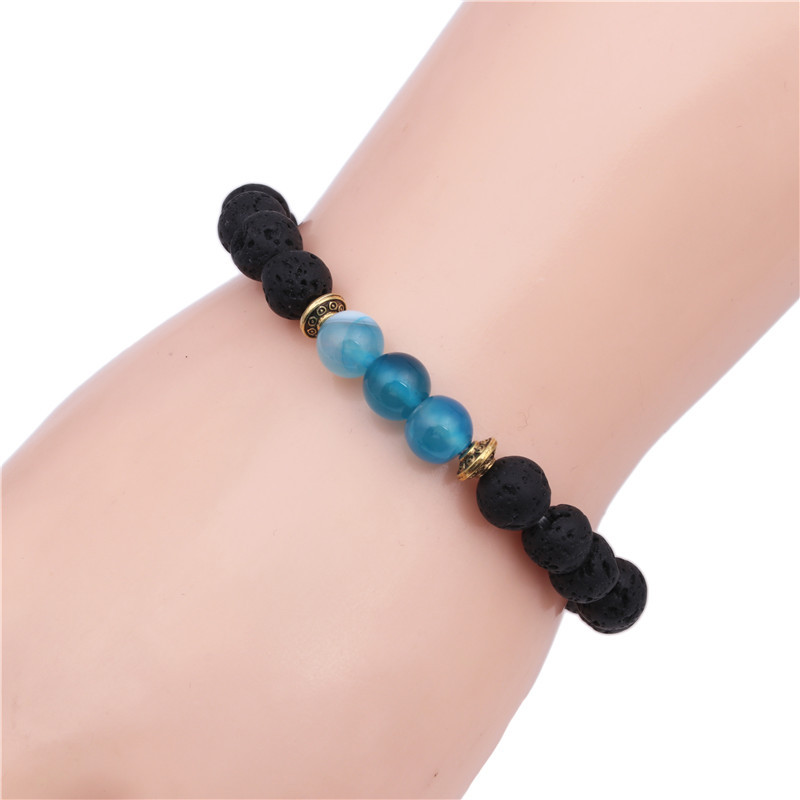 8mm Natural Line Agate Bracelet Colorful Seven Chakra Energy Yoga Beads Bracelet display picture 26