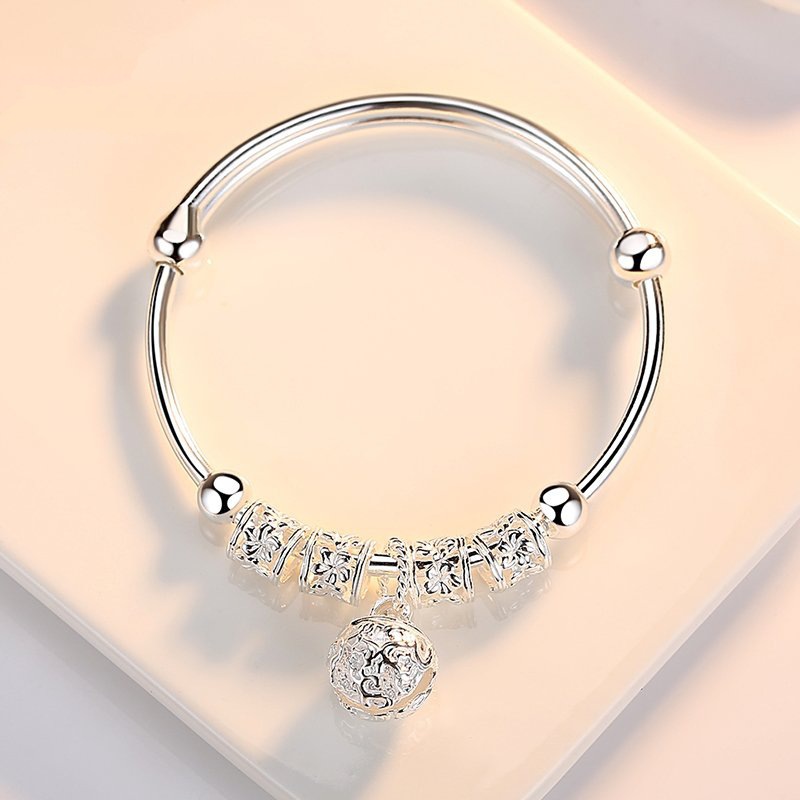 Zhenrong 925 pulsera plateada de las mujeres Palacio Campana estilo japonés y coreano de moda todo partido De plata pura pulsera de cuentas de la suerte estilo étnico