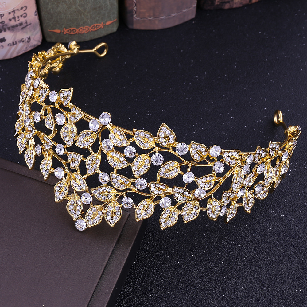 Simple Style Leaf Alloy Inlay Rhinestones Crown 1 Piece display picture 4