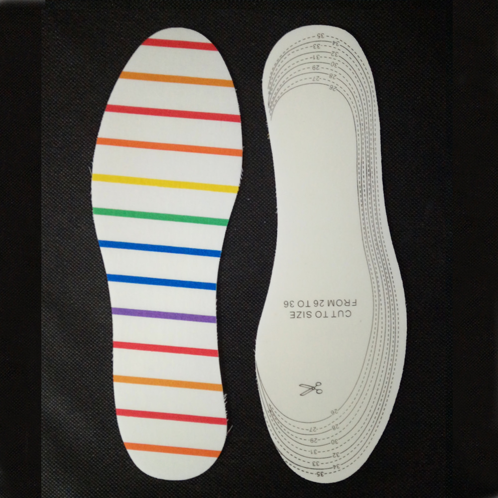 乳胶彩条棉布鞋垫 白 细