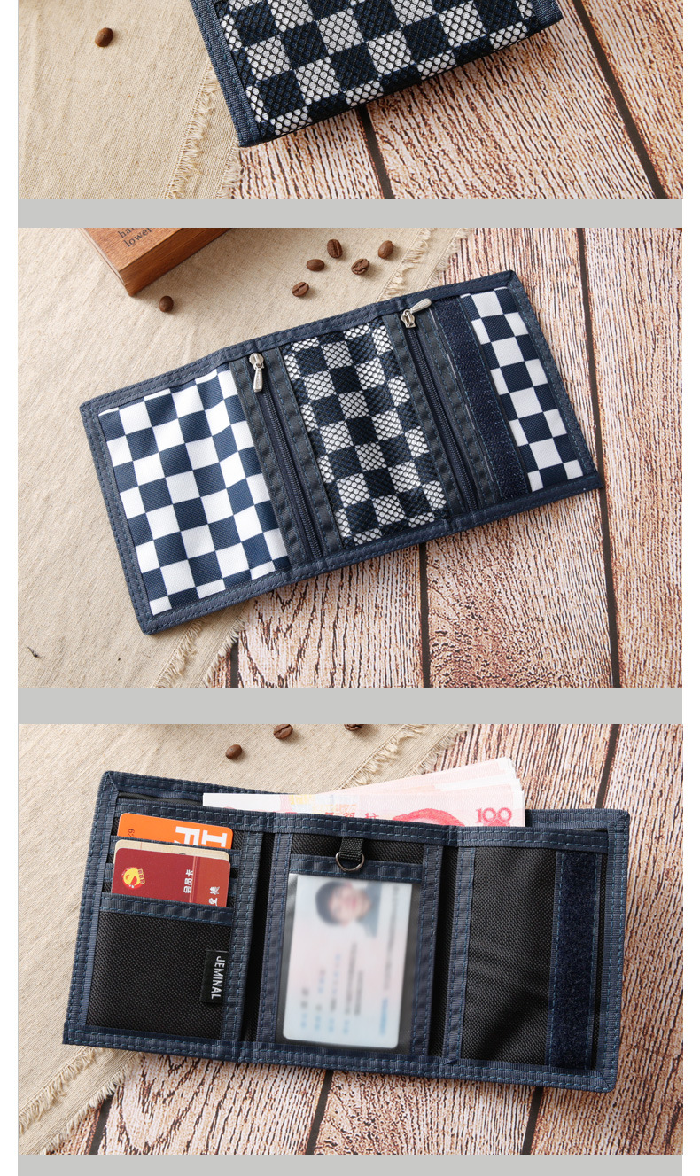 Unisex Plaid Canvas Velcro Card Holders display picture 1