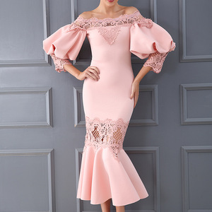 New Dinner Dress Evening Dress Female One-Shoulder Fishtail Dress