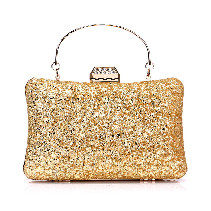 Luxy Moon Gold Sequin Clutch Front View