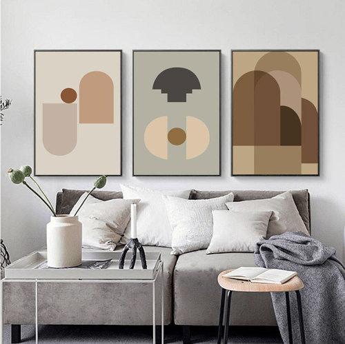 Modern Minimalist Living Room Decor Abstract Geometric Framed Wall Art Nordic Fresh Style Painting for Restaurant