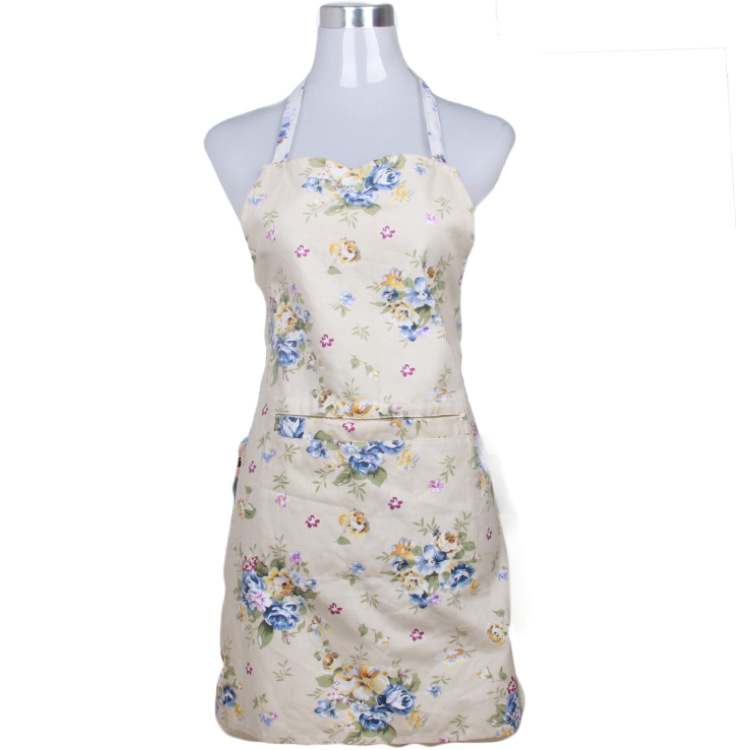 韓式圍裙棉麻布藝清新肩無袖圍裙家居防油防污廚房圍裙