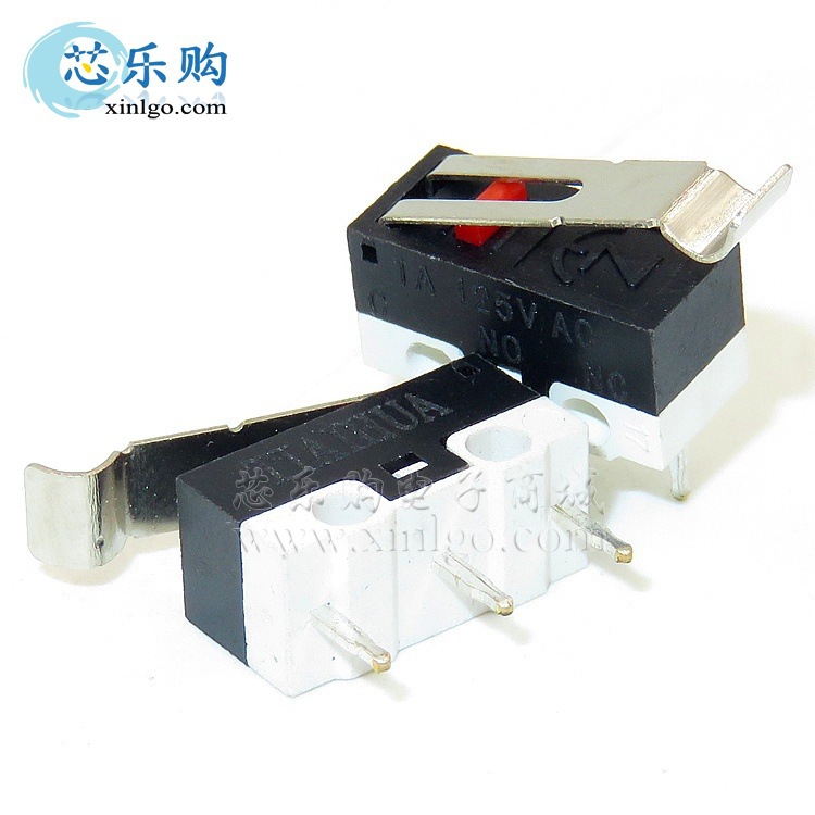 微动开关 3脚 1A 125V 带弯柄 小型微型 鼠标开关 按键开关 JL015