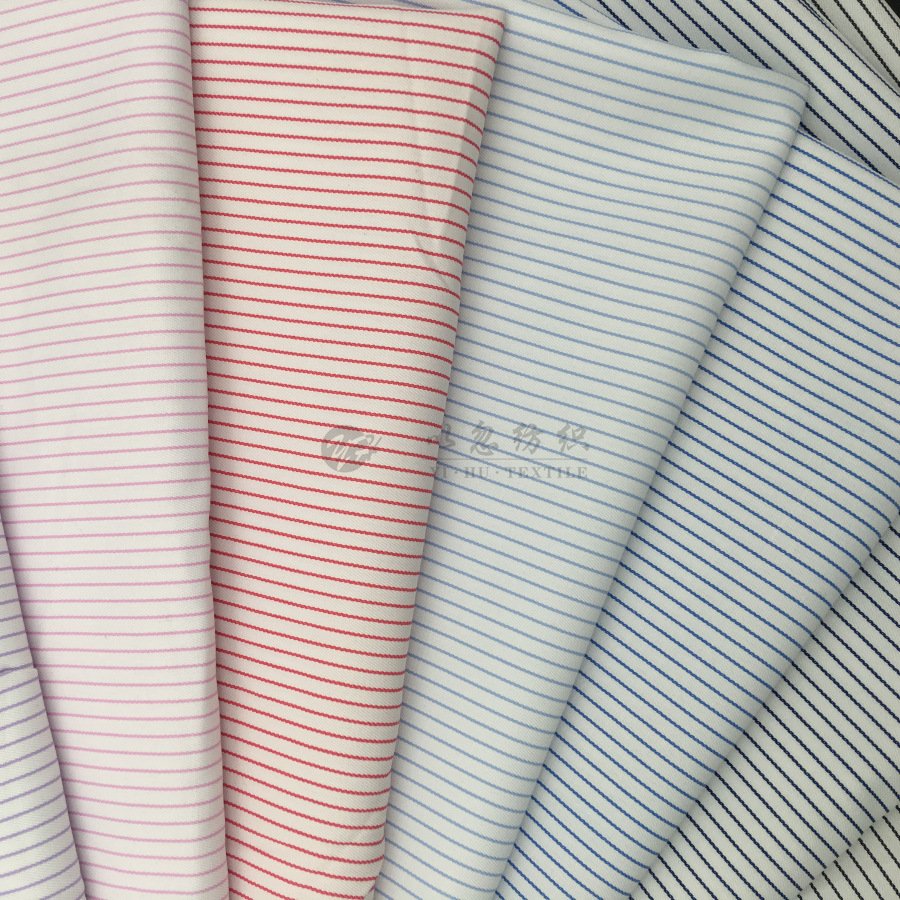 2019春夏新款 斜纹细条 男女衬衫面料 45超细旦 55精棉 100D*40S