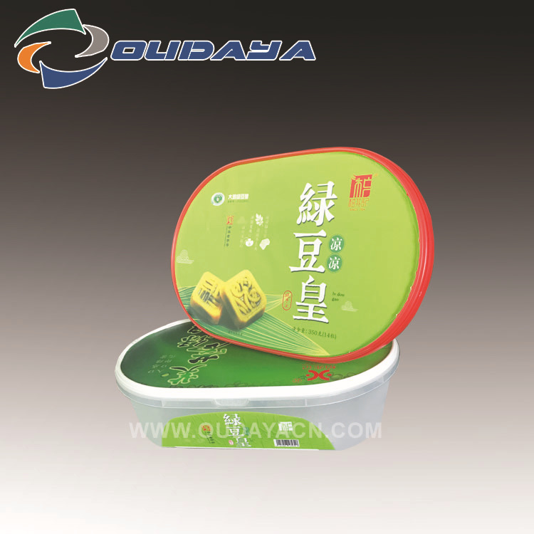 厂家直销模内贴标塑料包装盒食品级PP盒糖果盒饼干盒绿豆糕盒密封