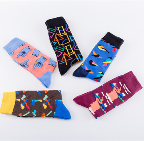 Cross-border autumn and winter new fashion socks street skateboard socks casual colorful finger socks wholesale